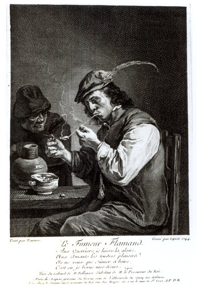 The Flemish Smoker, Engraved by Francois Bernard Lepicie, 1744 by David Teniers the Younger